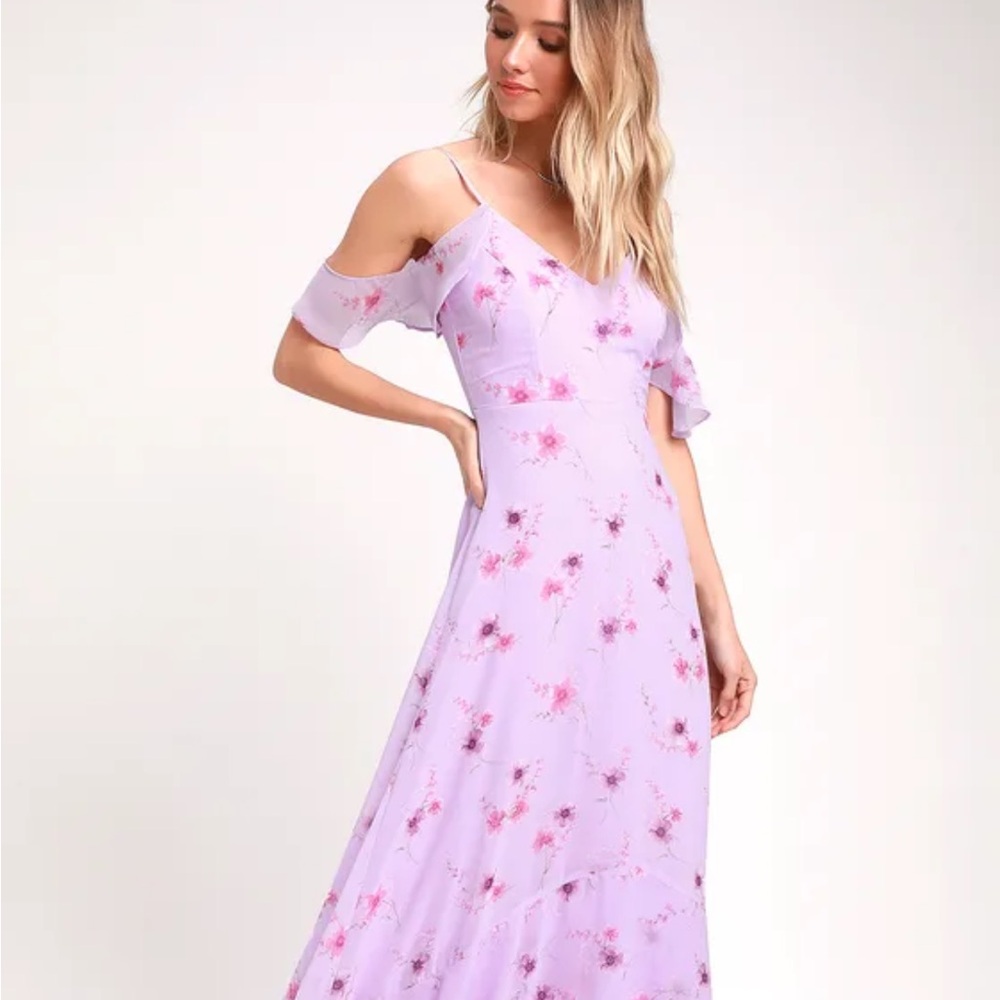 Take You There Lilac Floral Print Maxi Dress